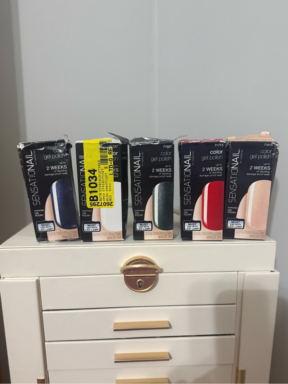Sensationail gel polish pack of 5 white pink green etc